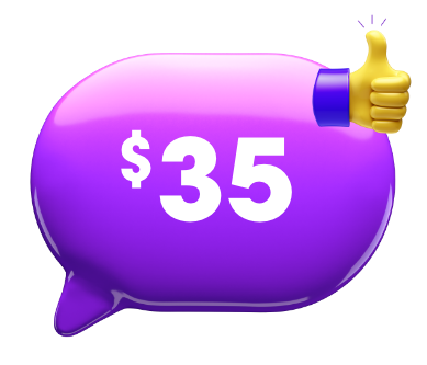 Image of a dialogue box having $35 with thumbs-up emoji